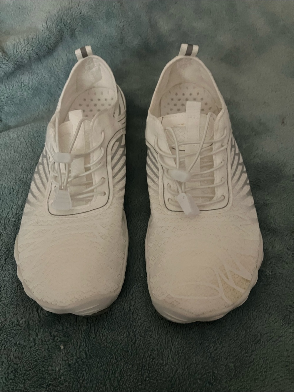 Peak Women’s White Knit Slip-On Water Sneakers with Toggle Lacing